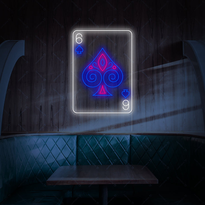 "Carte à jouer six de pique" Enseigne néon