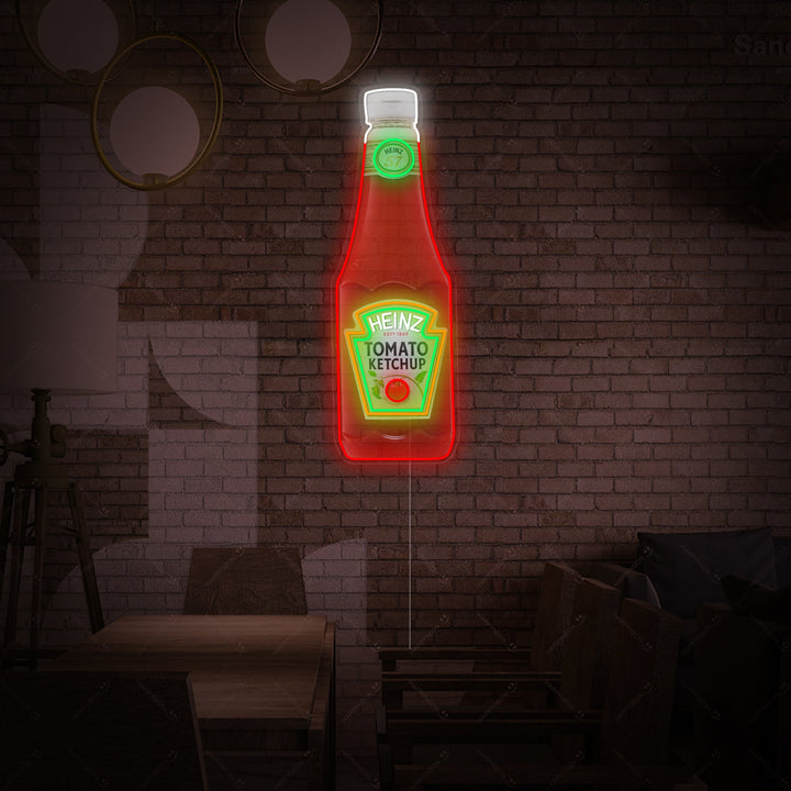 "Bouteille de ketchup à la tomate" Enseigne néon