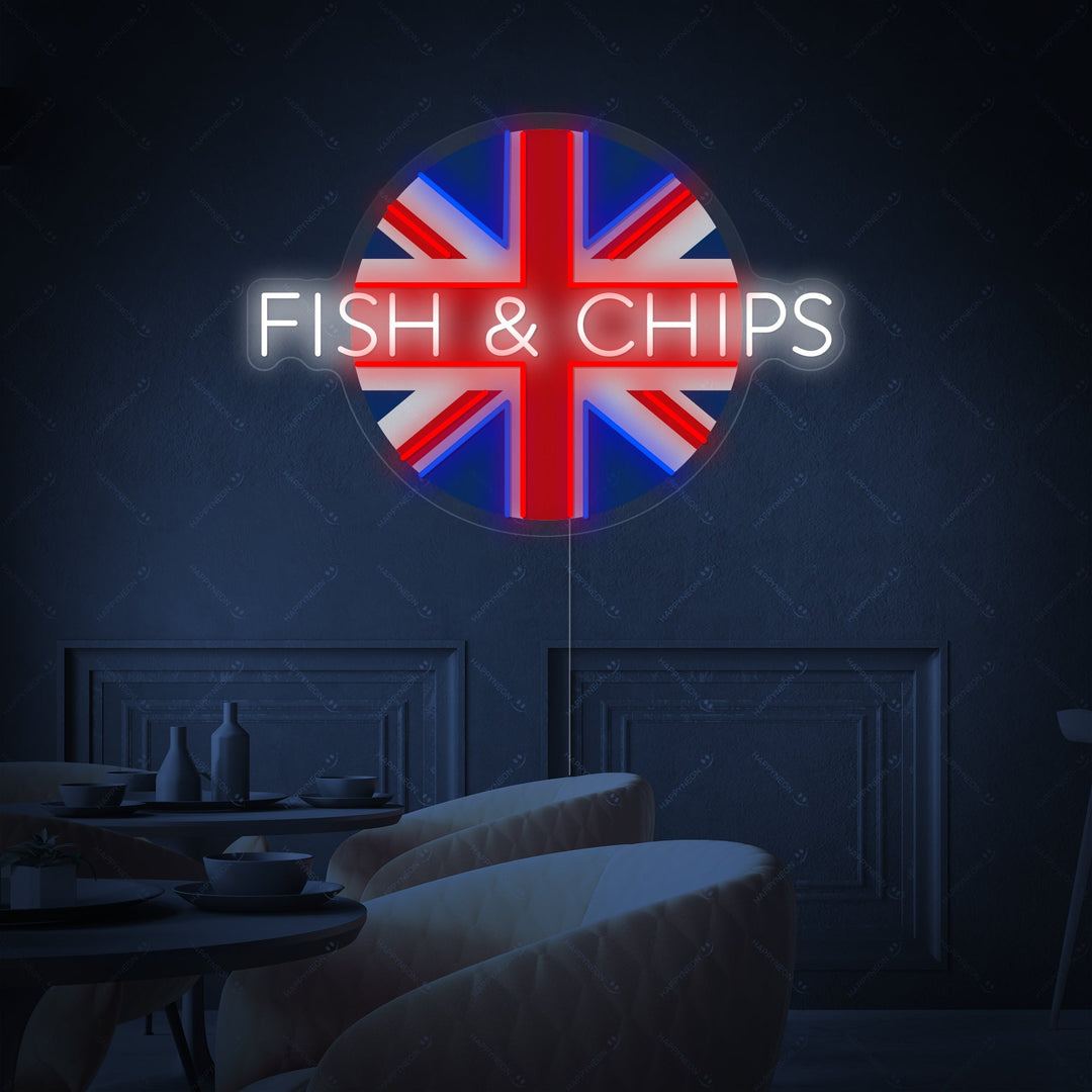 "Uk Fish & Chips" Enseigne néon