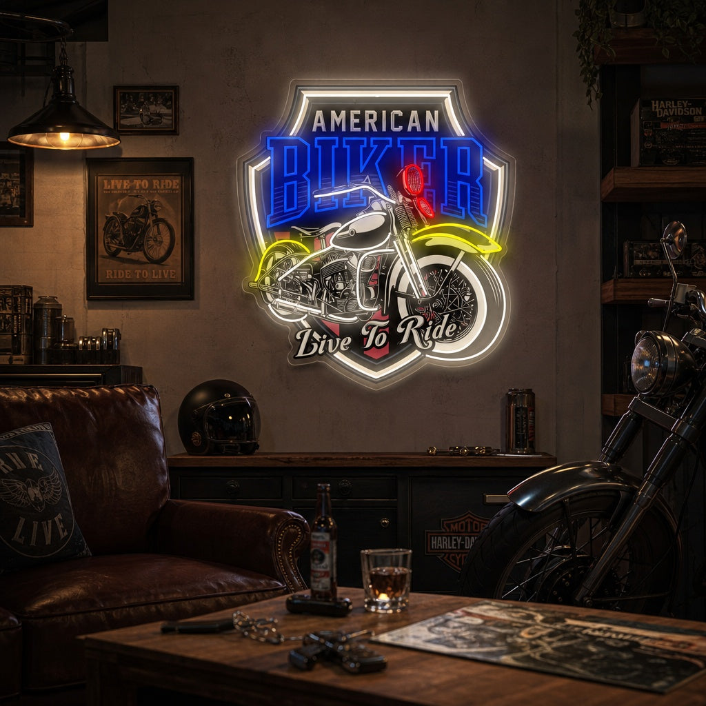 "Emblème de moto vintage" Enseigne néon