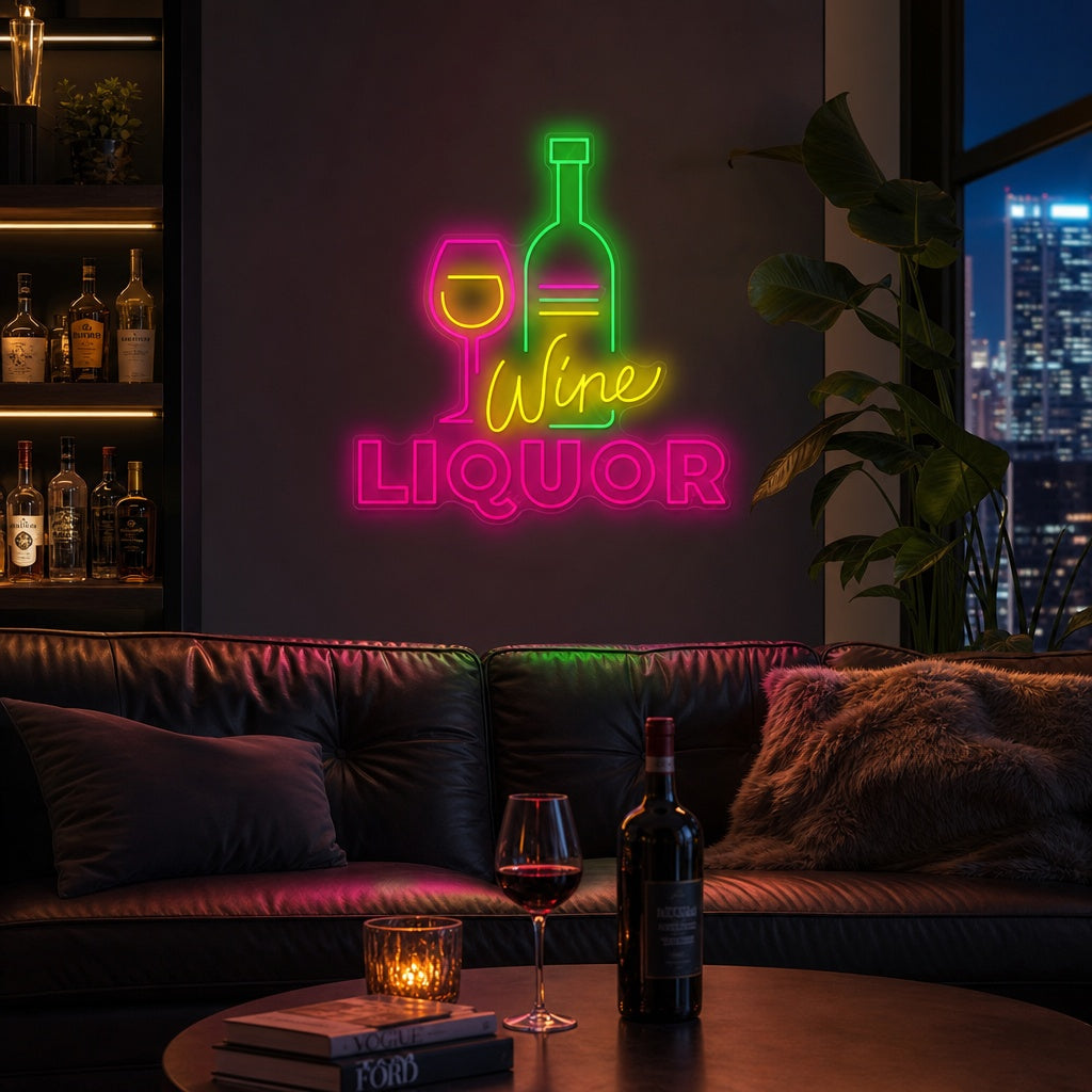 "Wine Liquor" Enseigne néon