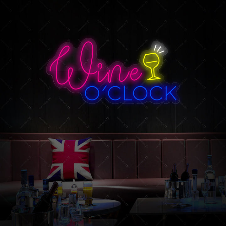 "Wine O'clock" Enseigne néon