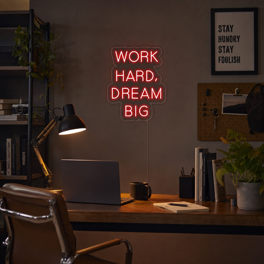 "Work Hard Dream Big" Enseigne Lumineuse en Néon