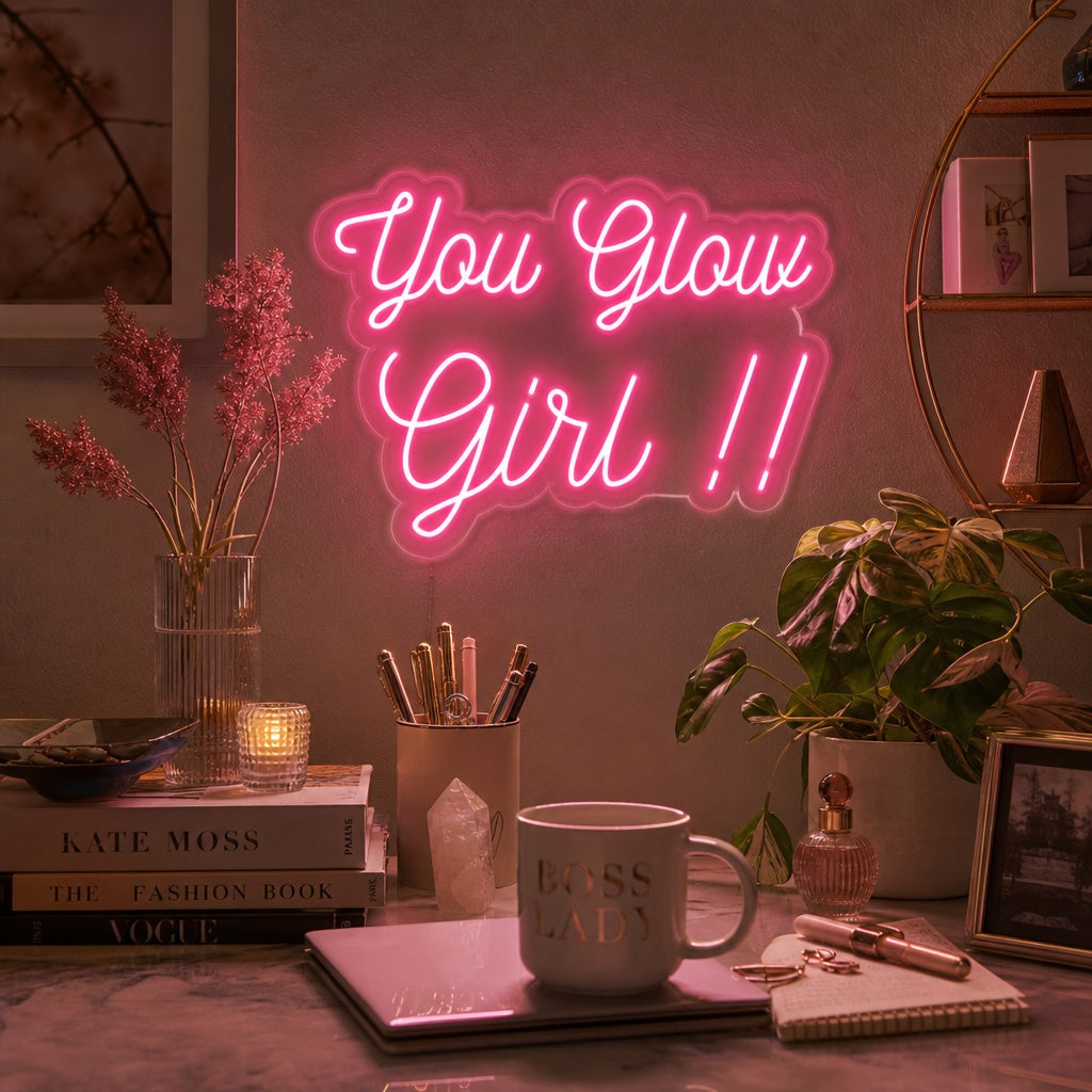 "You Glow Girl" Enseigne Lumineuse en Néon