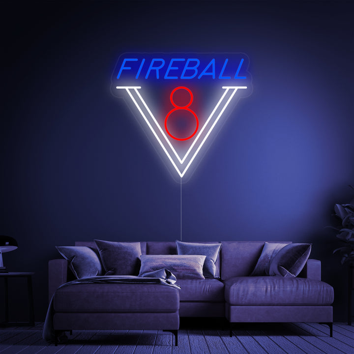 "Voiture Fireball V8 Des Années 1950" Enseigne Lumineuse en Néon