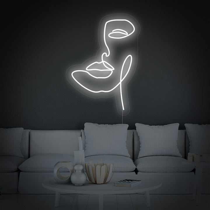 "Visage Abstrait De Femme" Enseigne Lumineuse en Néon