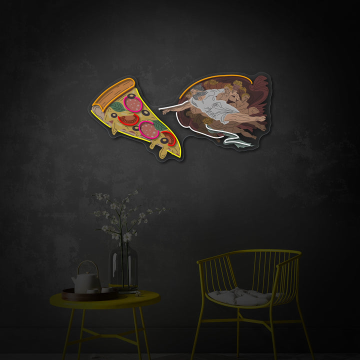 "Adam God Made Pizza, Fast Food Publicité, Logo du restaurant" Enseigne néon LED imprimée UV