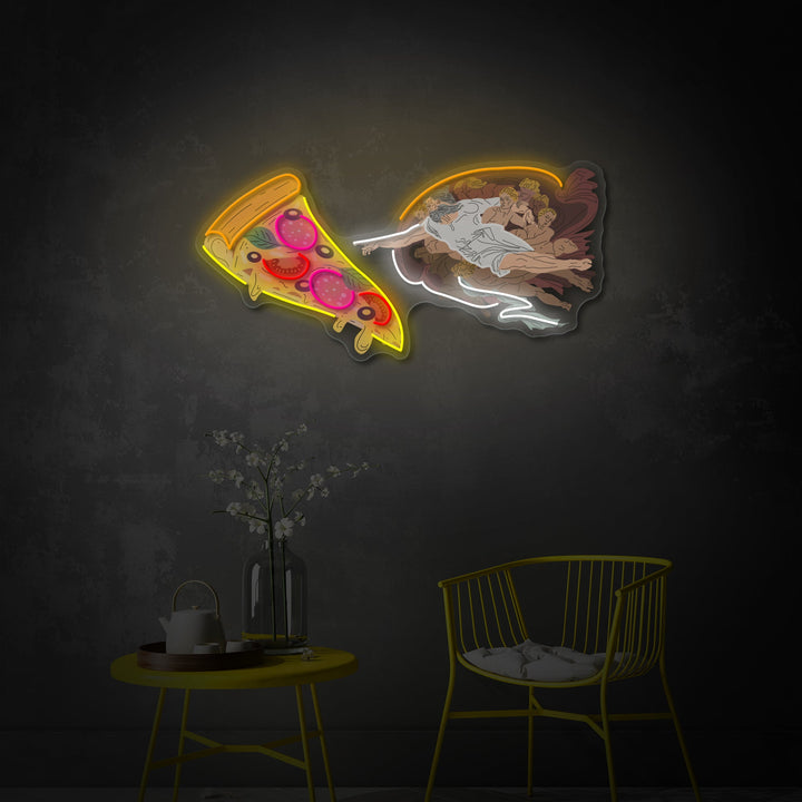 "Adam God Made Pizza, Fast Food Publicité, Logo du restaurant" Enseigne néon LED imprimée UV