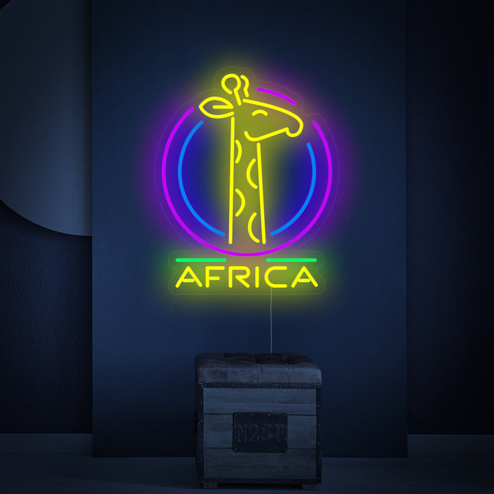 "Girafe D'Afrique" Enseigne Lumineuse en Néon