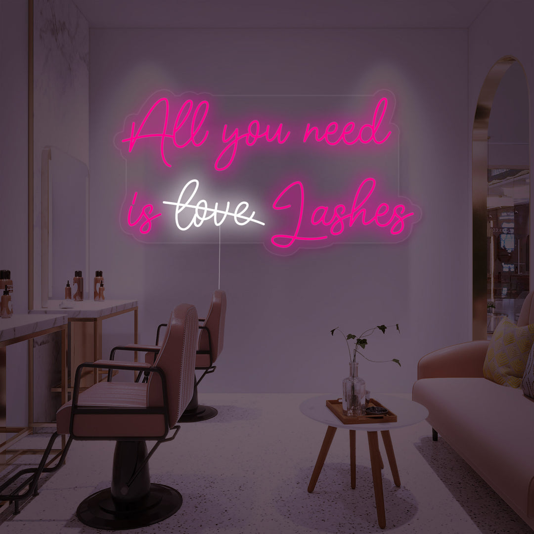 "All You Need Is Lashes Cils" Enseigne Lumineuse en Néon