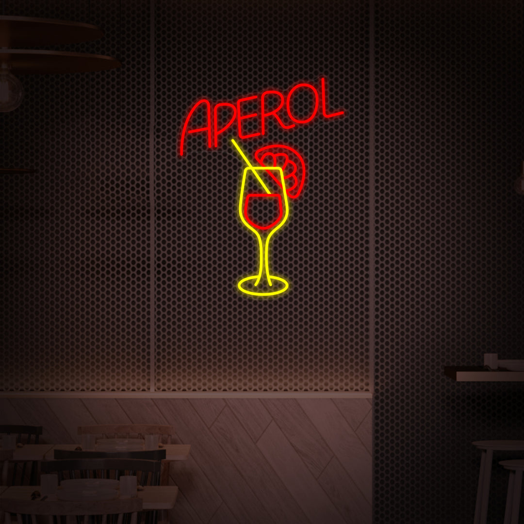 "Bar Aperol Et Gobelet En Verre" Enseigne Lumineuse en Néon