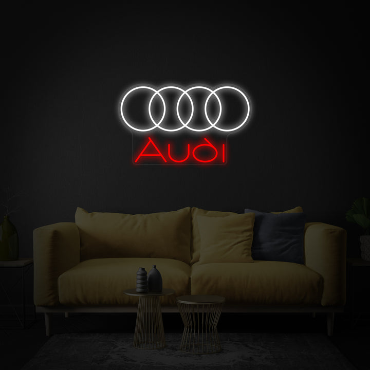 "Logo Aud Avec Quatre Cercles" Enseigne Lumineuse en Néon
