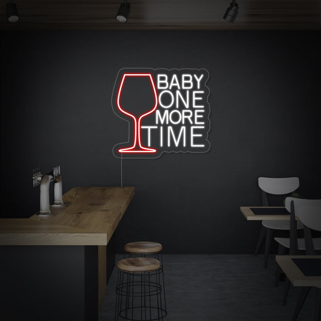 "Baby One More Time, Verre À Vin, Bar" Enseigne Lumineuse en Néon