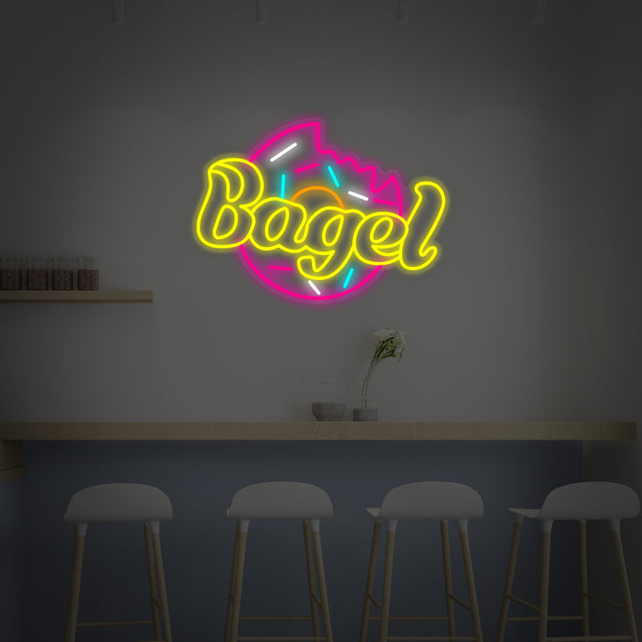 "Bagel Pour Boulangerie Pâtisserie" Enseigne Lumineuse en Néon