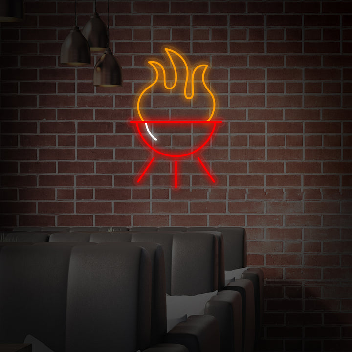 "Restaurant De Barbecue Et Barbecue" Enseigne Lumineuse en Néon