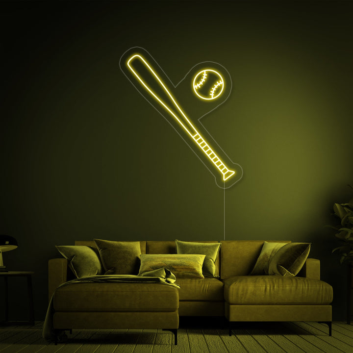 "Baseball Homme Avec Chapeau" Enseigne Lumineuse en Néon