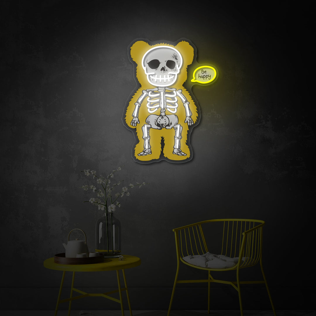 "Squelette d'ours" Enseigne néon LED imprimée UV