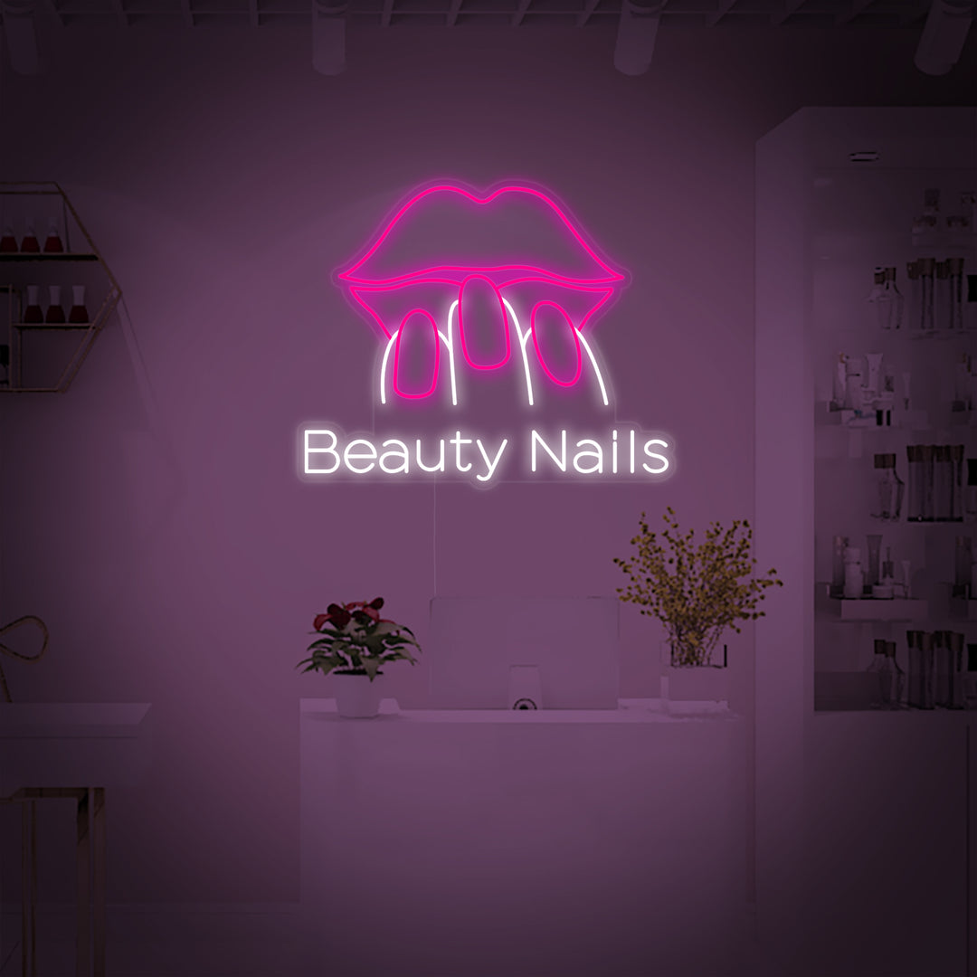 "Beauty Nails" Enseigne Lumineuse en Néon