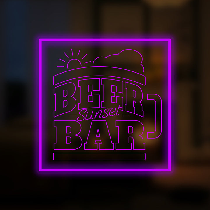 "Beer Bar Sunset, Verre à bière" Mini Lumineuse en Néon