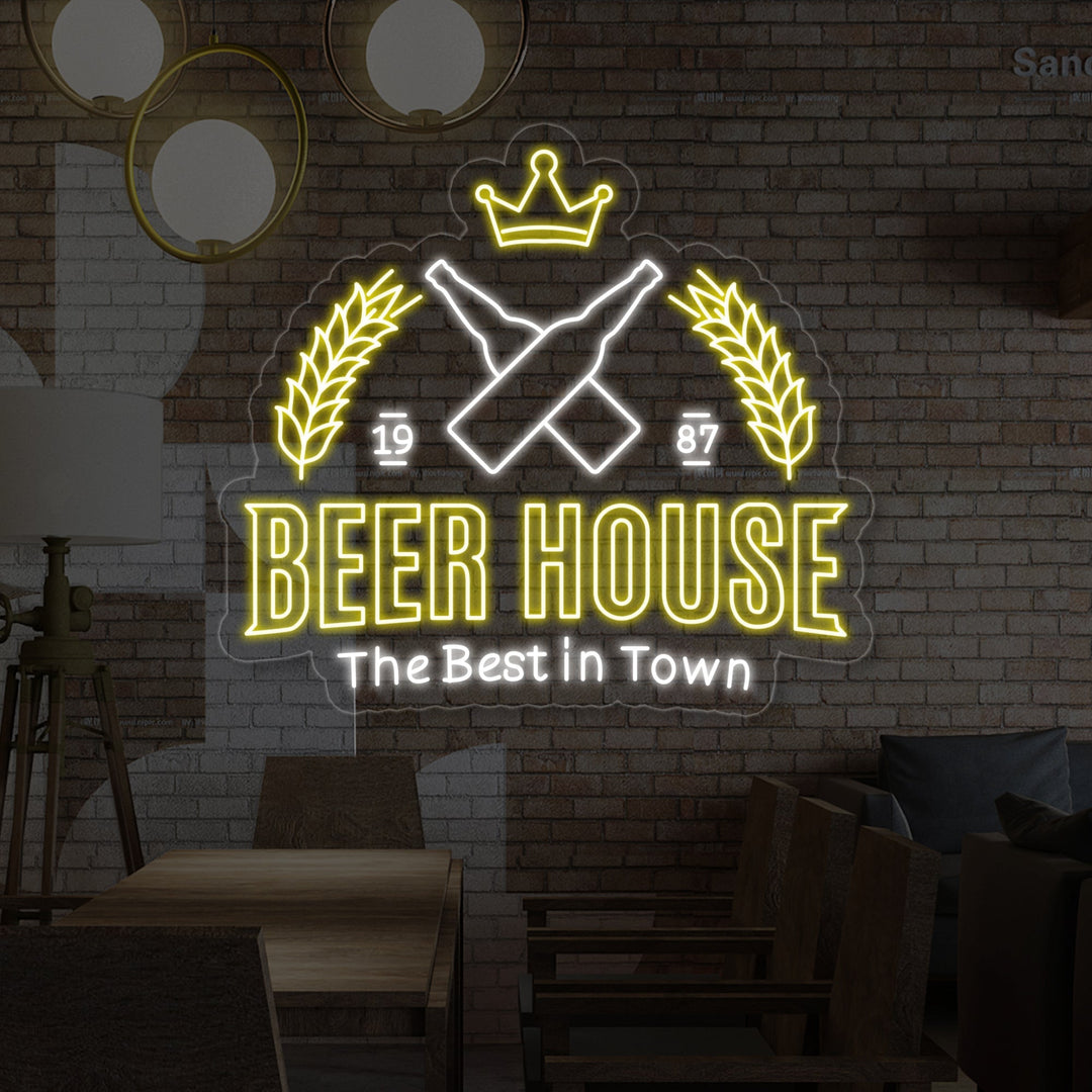 "Beer House The Best In Town" Enseigne Lumineuse en Néon