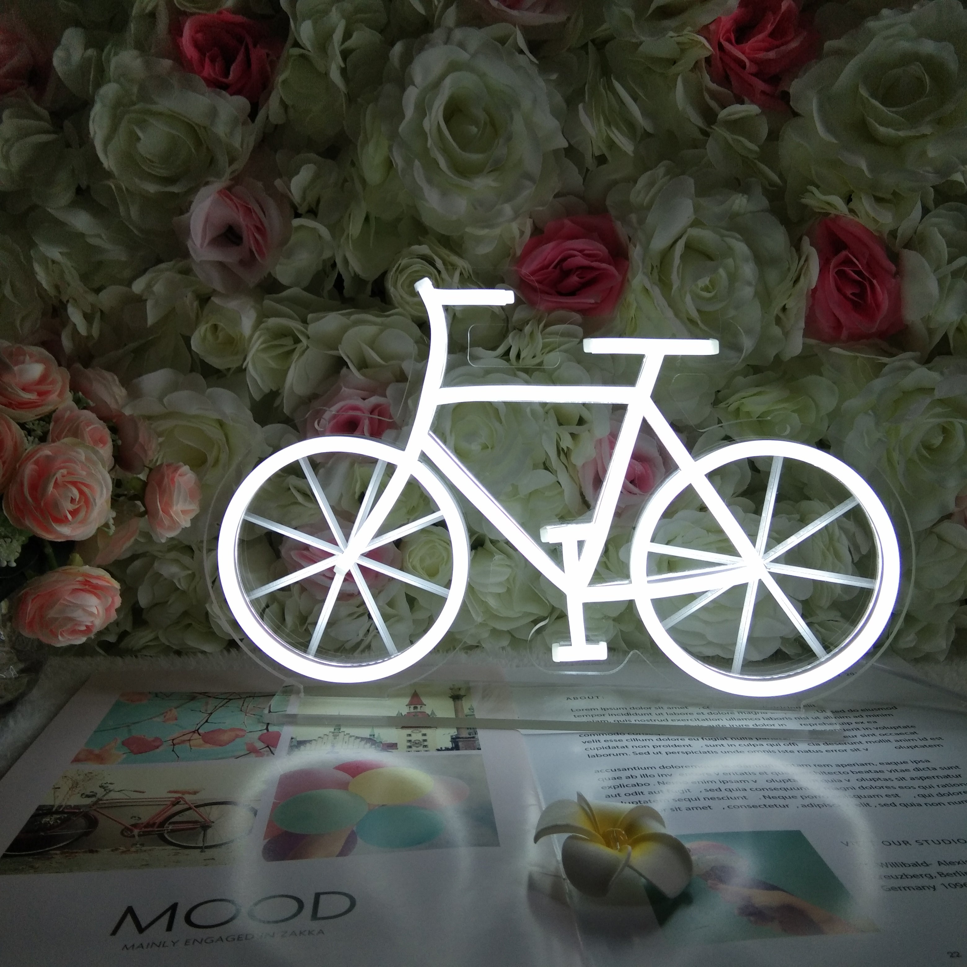 "Vélo" Desk LED Enseigne Lumineuse en Néon