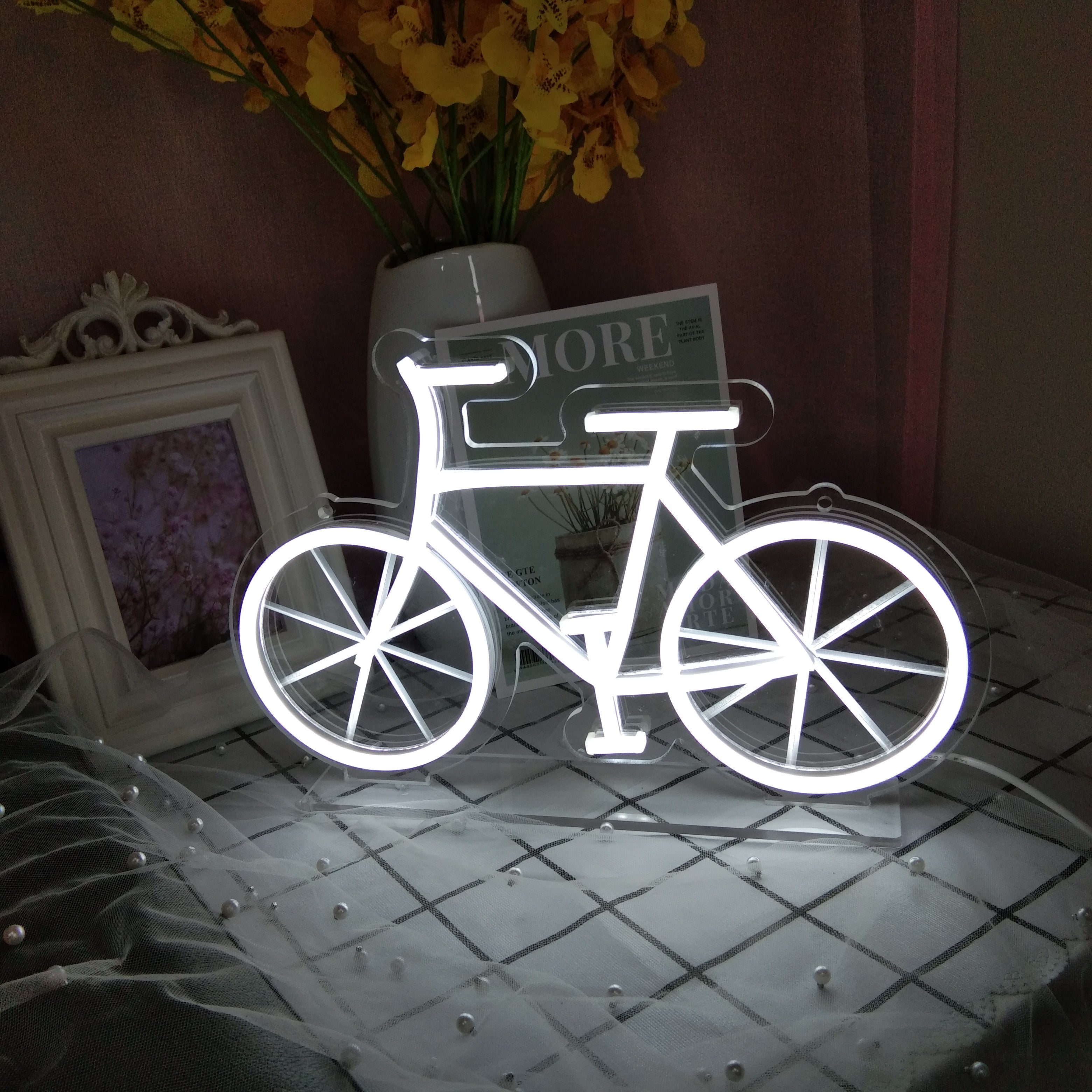 "Vélo" Desk LED Enseigne Lumineuse en Néon