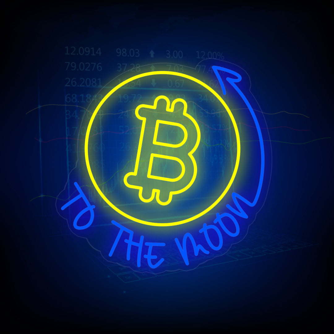 "Bitcoin to the Moon" Lumineuse en Néon