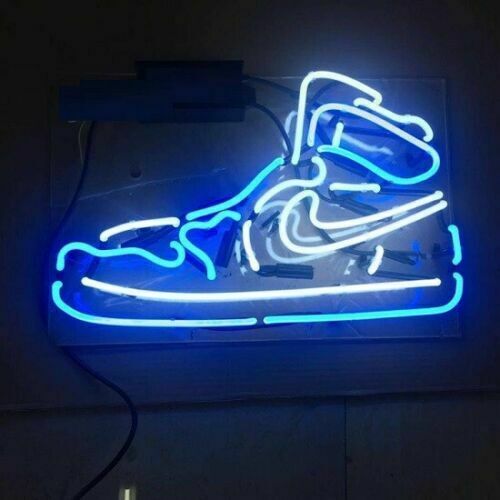 "NK Blue Boot Sneakers Shoes" Enseigne Lumineuse en Néon