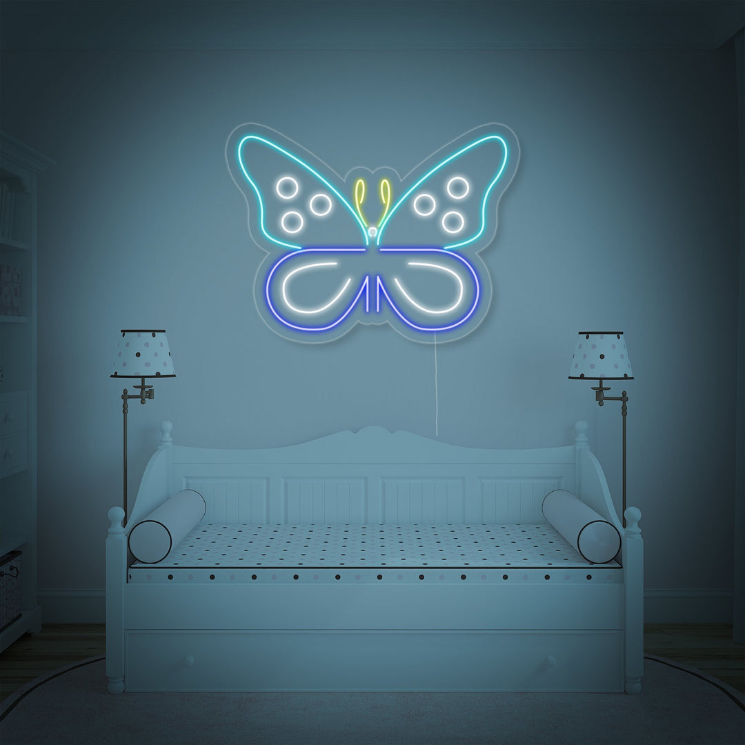 "Papillon Bleu" Enseigne Lumineuse en Néon