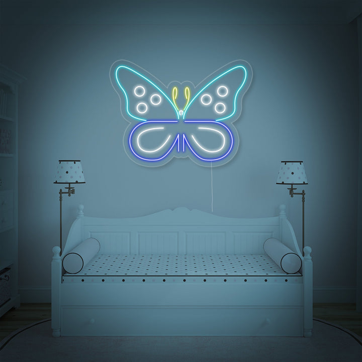 "Papillon Bleu" Enseigne Lumineuse en Néon