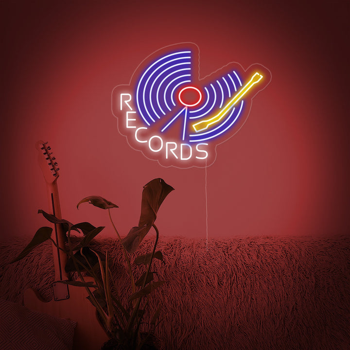 "Records" Enseigne Lumineuse en Néon