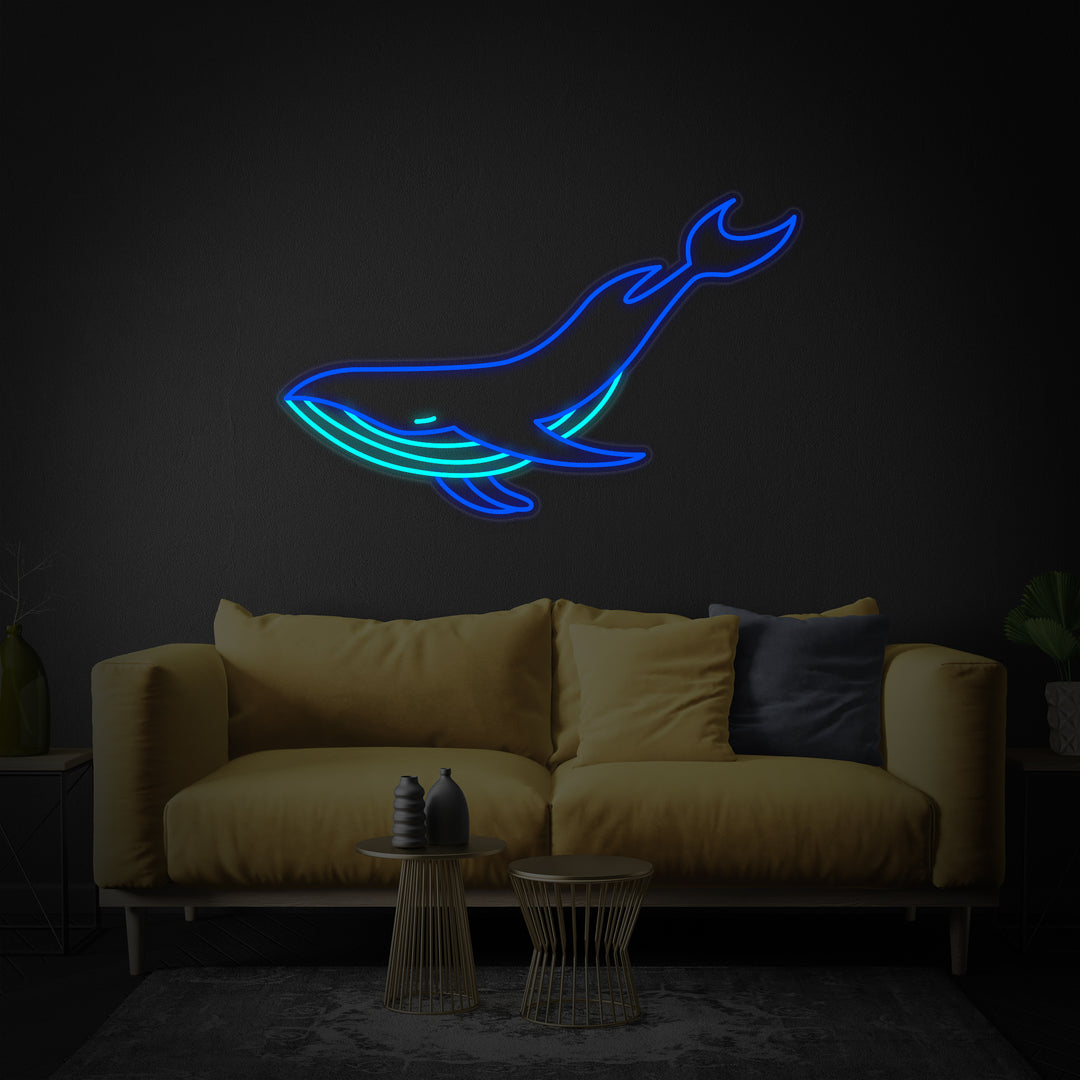 "Baleine Bleue" Enseigne Lumineuse en Néon