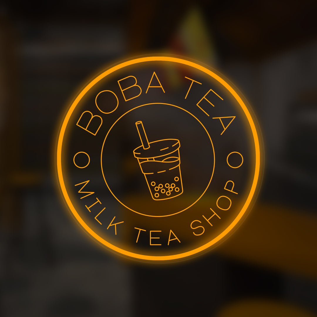 "Boba Tea Milk Tea Shop, Coupe de boba" Mini Lumineuse en Néon