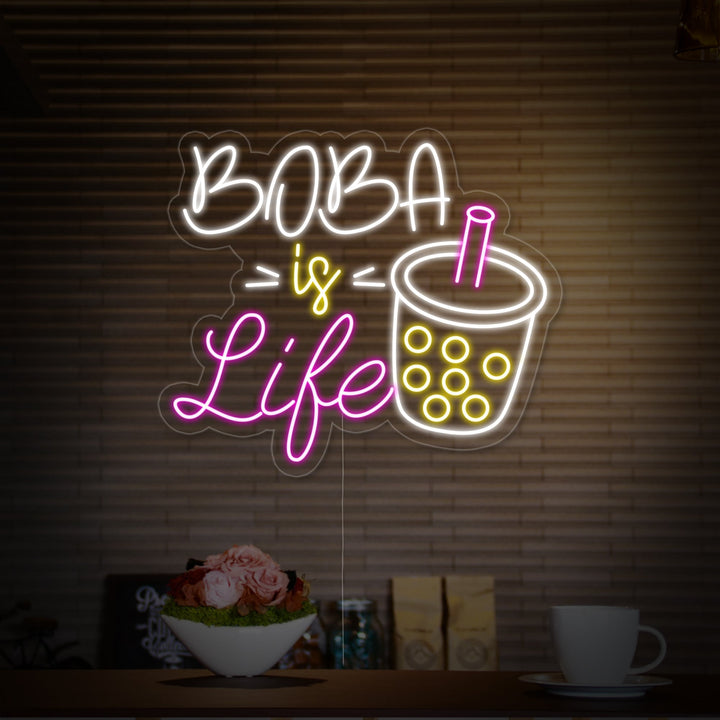 "Coupe de boba, Boba is Life" Lumineuse en Néon