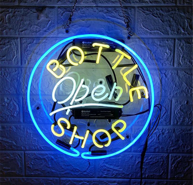 "Bottle Shop Open" Enseigne Lumineuse en Néon