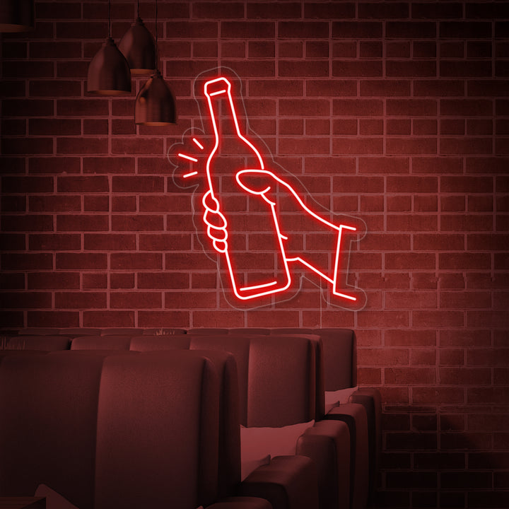 "Bouteille De Vin" Enseigne Lumineuse en Néon