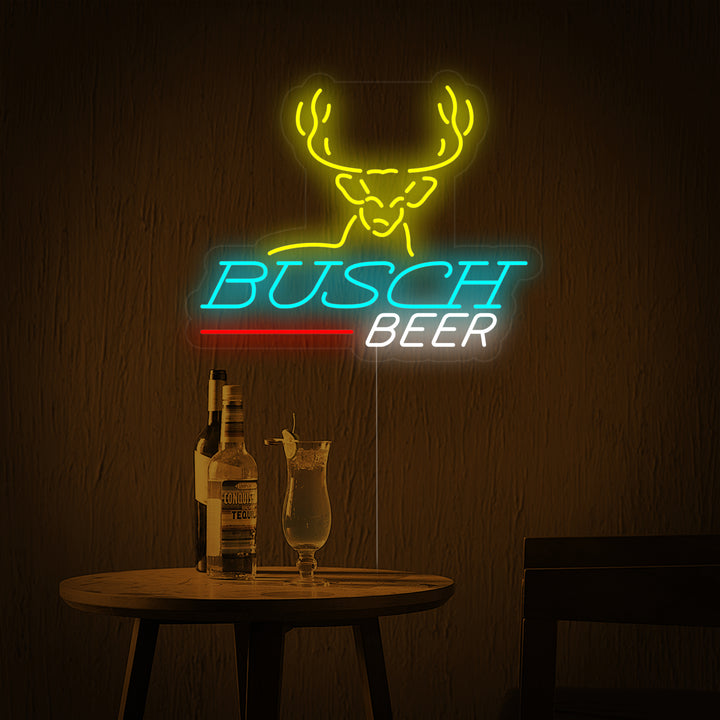 "Tête De Cerf Bière Et Bar" Enseigne Lumineuse en Néon