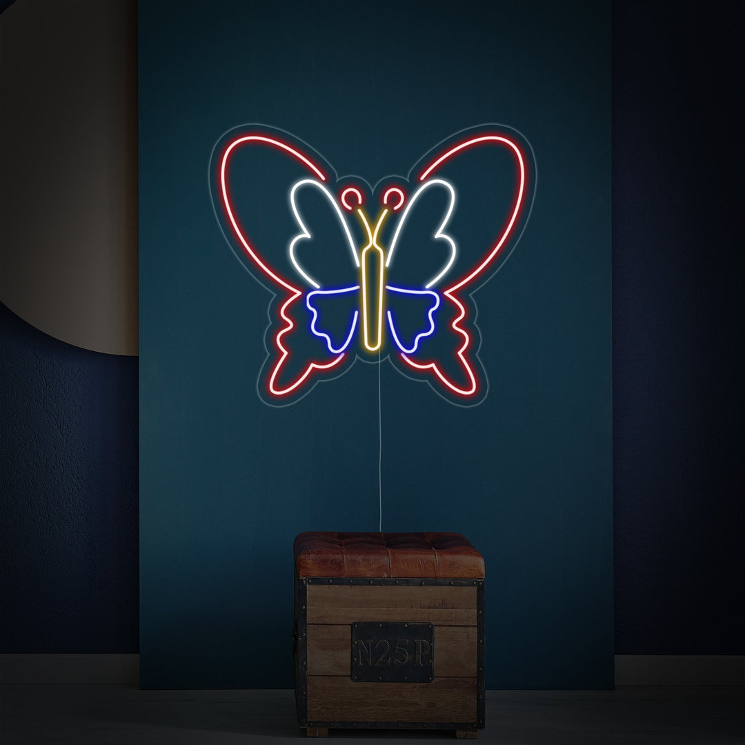 "Papillon, Décoration Papillon, Insectes" Enseigne Lumineuse en Néon