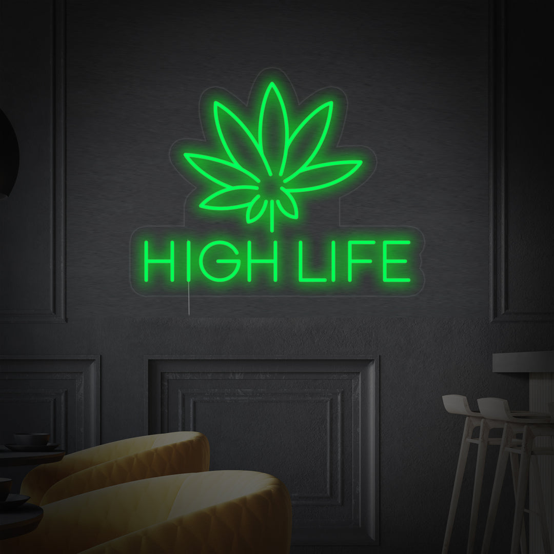 "Marijuana Cannabis High Life" Enseigne Lumineuse en Néon
