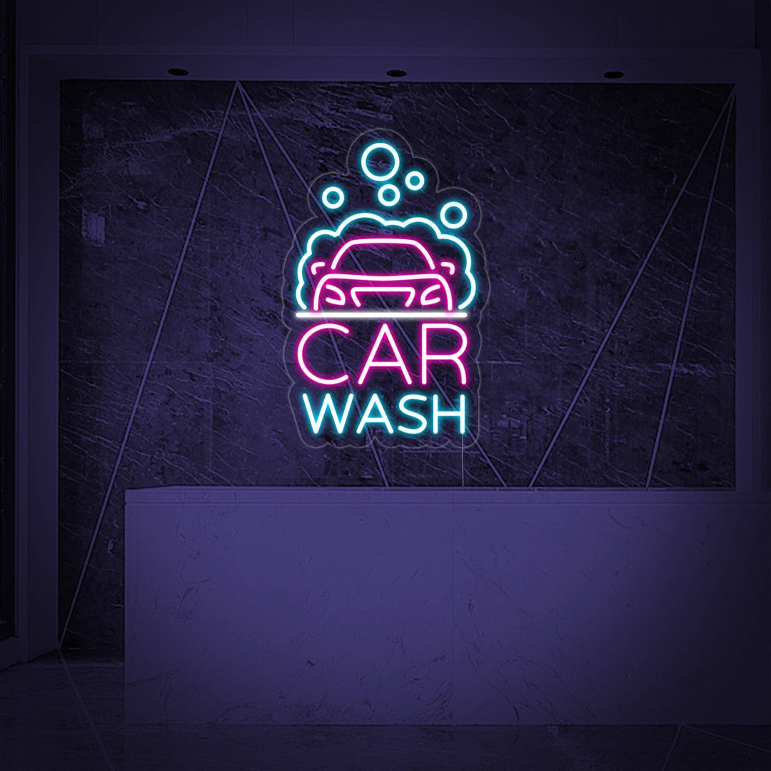 "Car Wash, Logo De Lavage De Voiture" Enseigne Lumineuse en Néon