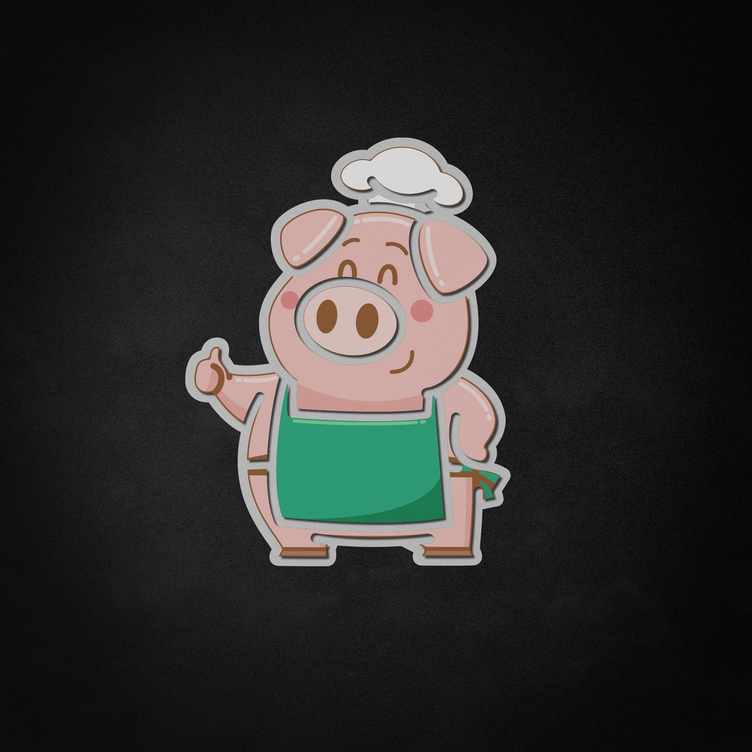 "Cartoon Chef Pig" Neon Like