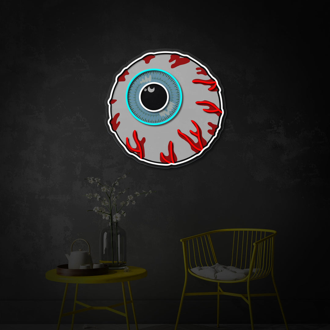 "Cartoon Eye, globe oculaire, bombe zombie" Enseigne néon LED imprimée UV