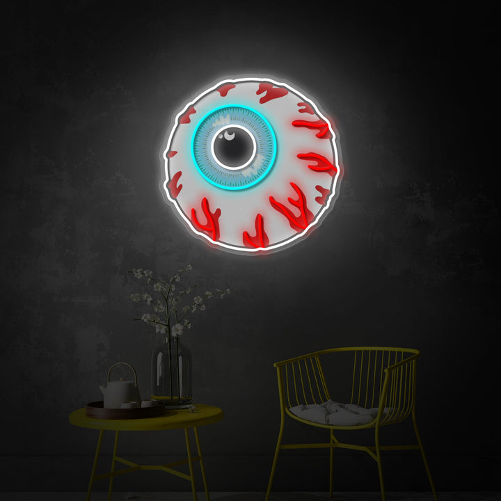"Cartoon Eye, globe oculaire, bombe zombie" Enseigne néon LED imprimée UV