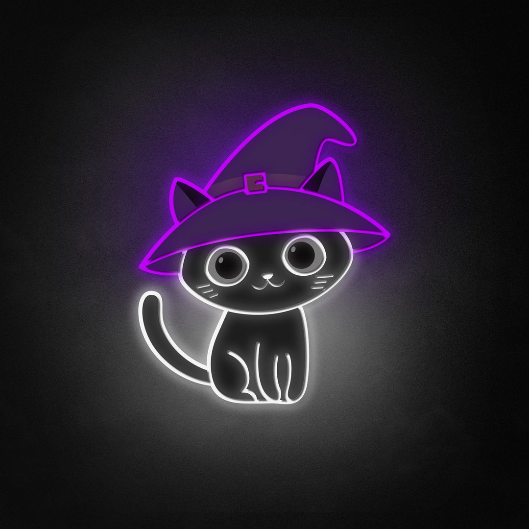 "Chat avec chapeau de sorcière" Neon Like