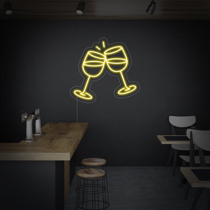 "Flûtes À Champagne" Enseigne Lumineuse en Néon