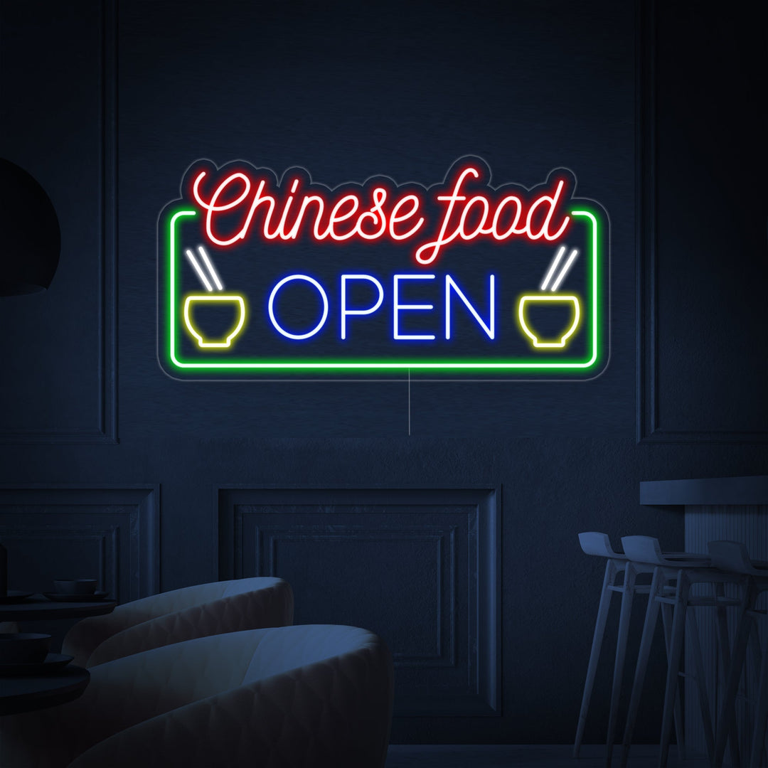 "Chinese Food Open" Lumineuse en Néon
