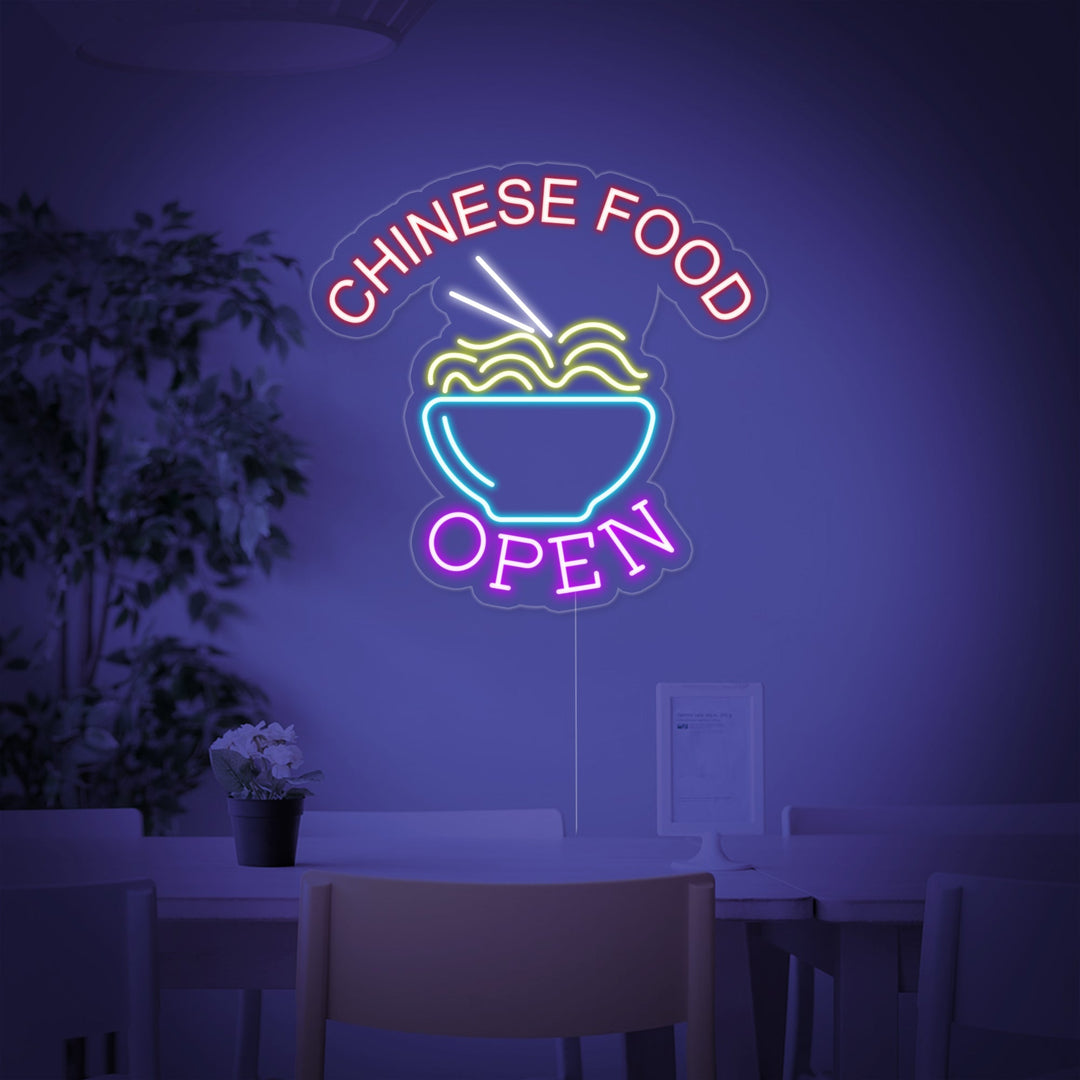 "Chinese Food Open, Nouilles" Lumineuse en Néon