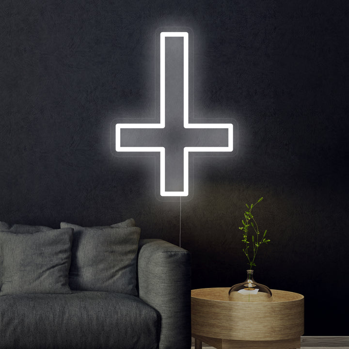 "Croix Chrétienne De Saint Pierre" Enseigne Lumineuse en Néon