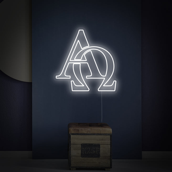 "Symbole Chrétien Alpha Omega" Enseigne Lumineuse en Néon