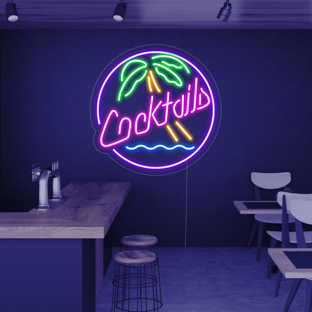 "Cocktails, Bière" Enseigne Lumineuse en Néon